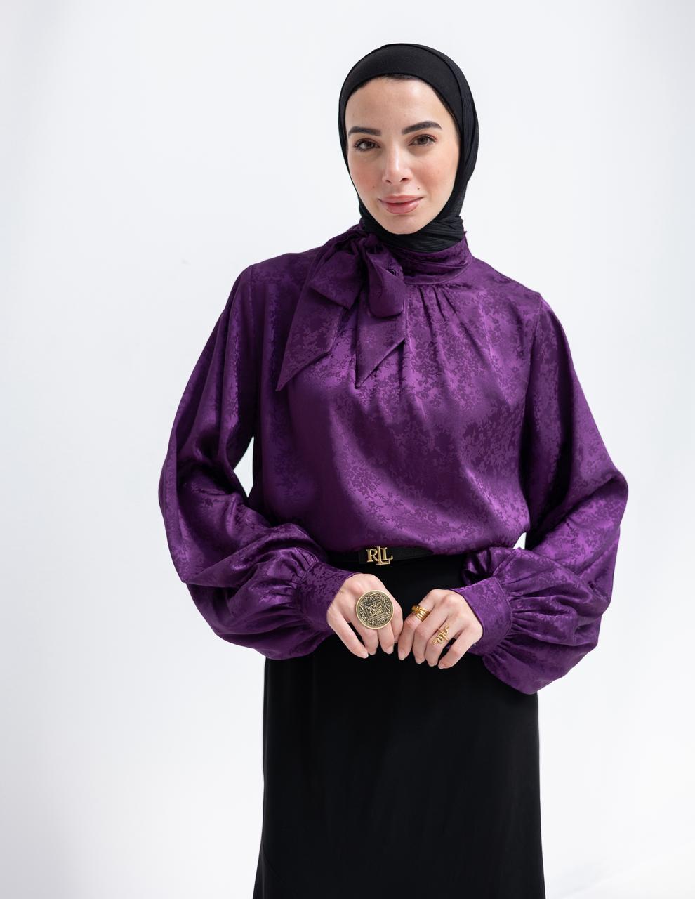Evening floral silky blouse