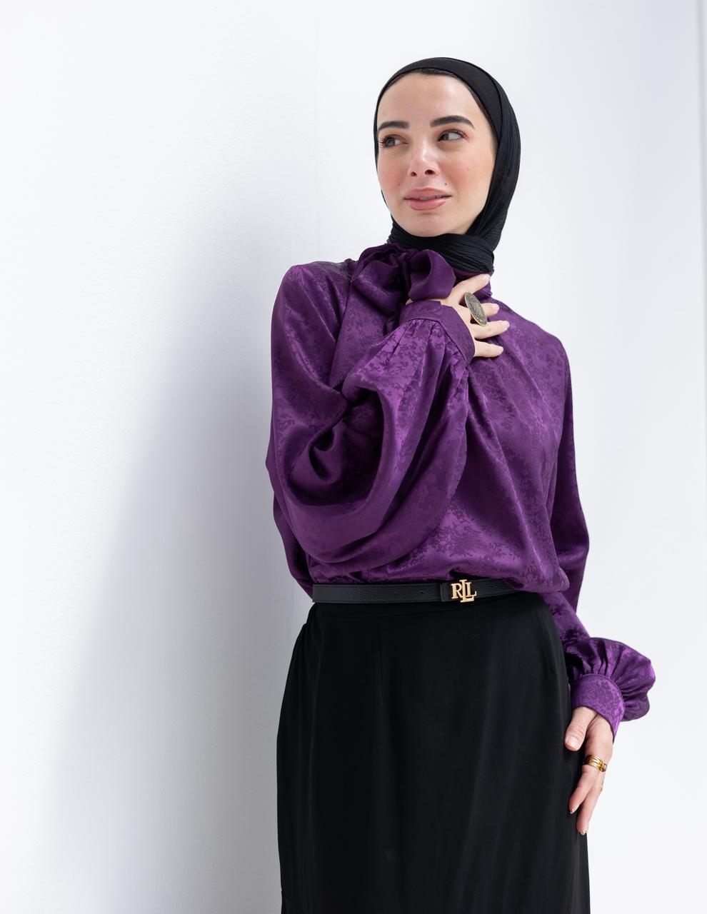 Evening floral silky blouse