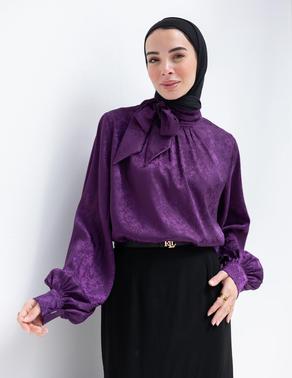 Evening floral silky blouse