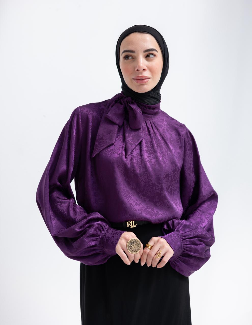 Evening floral silky blouse