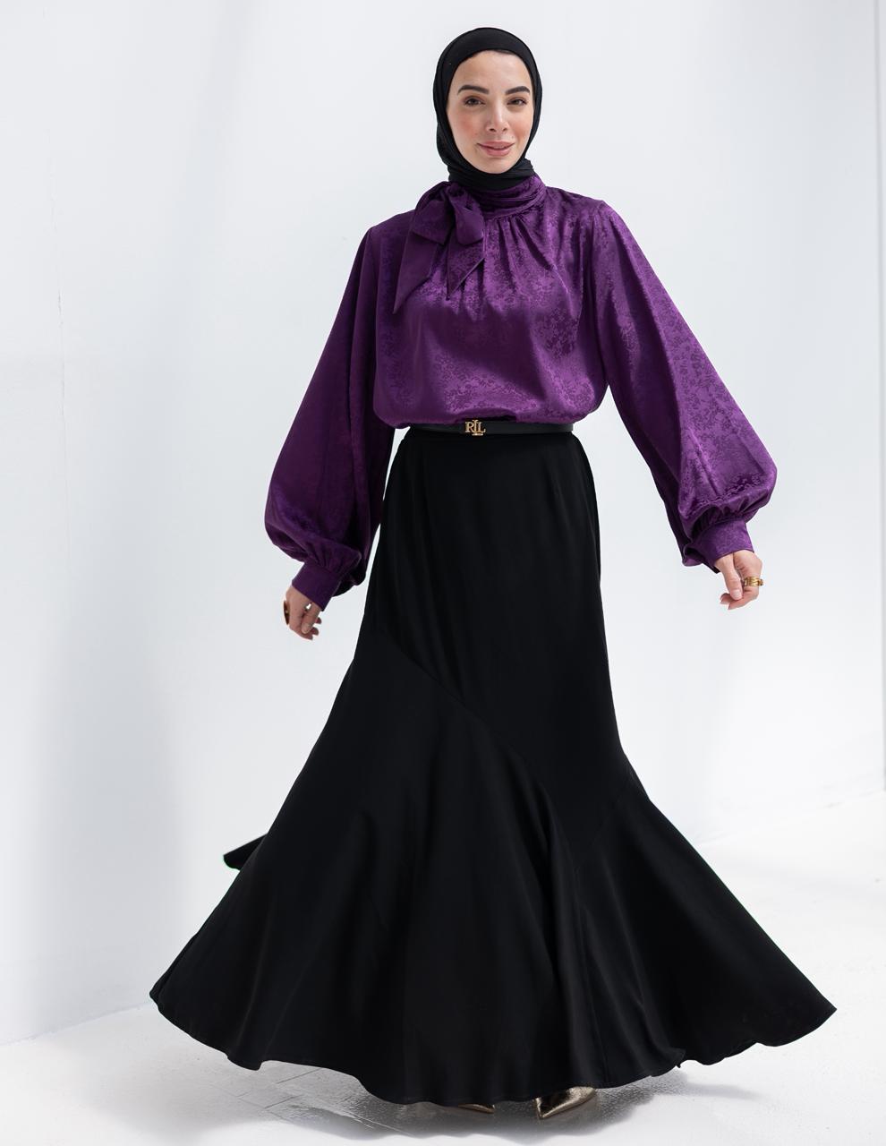 Evening floral silky blouse