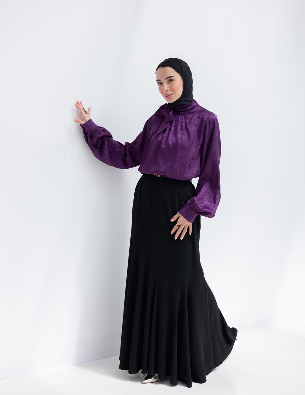 Evening floral silky blouse
