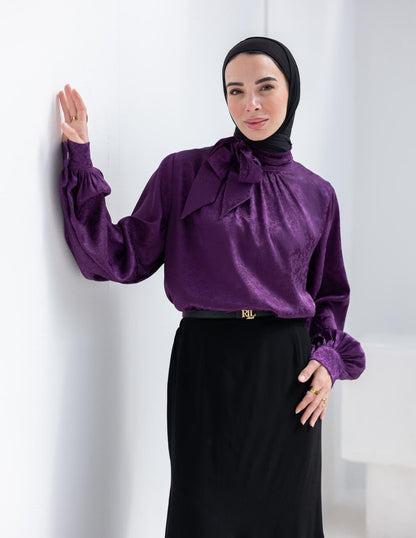 Evening floral silky blouse