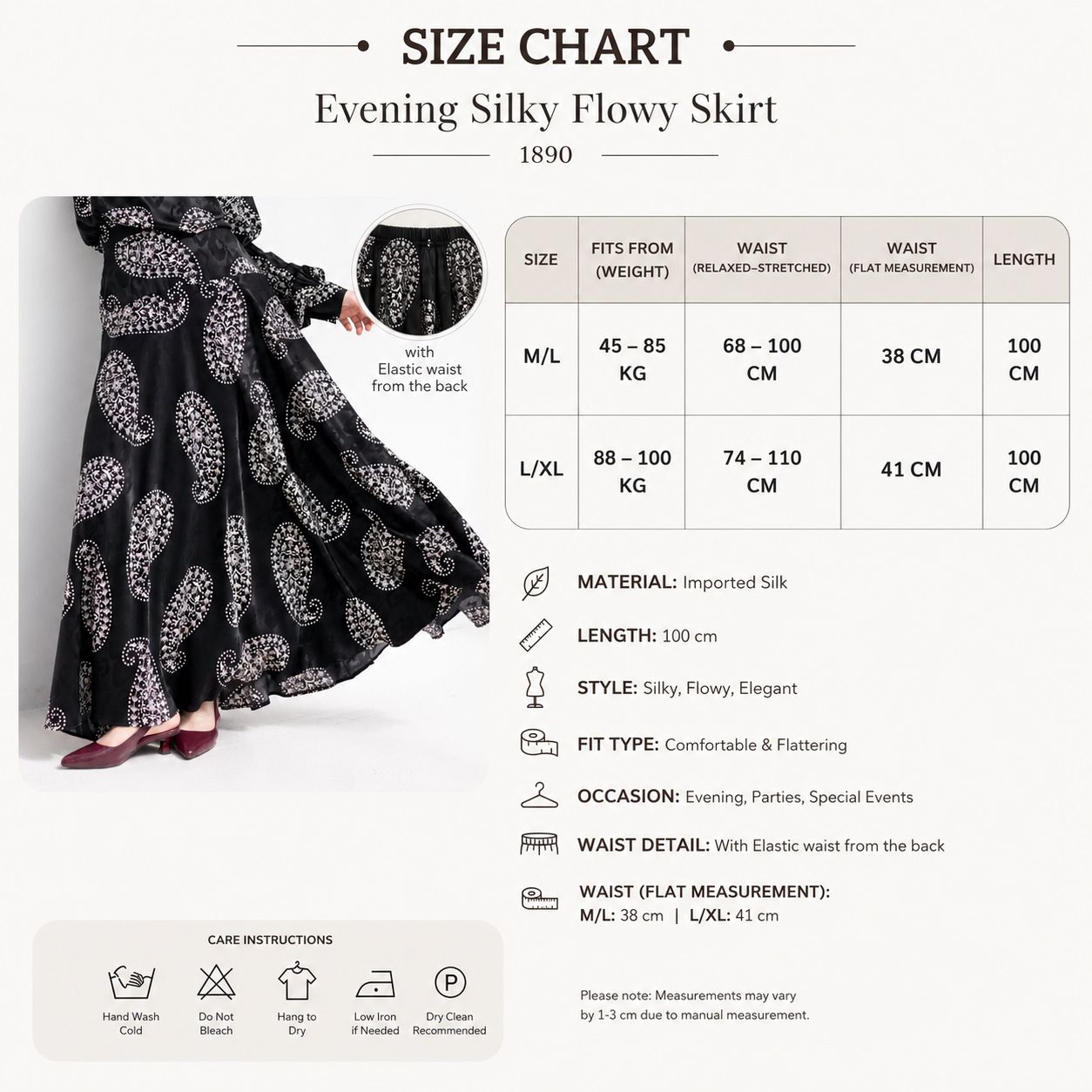Evening silky flowy skirt