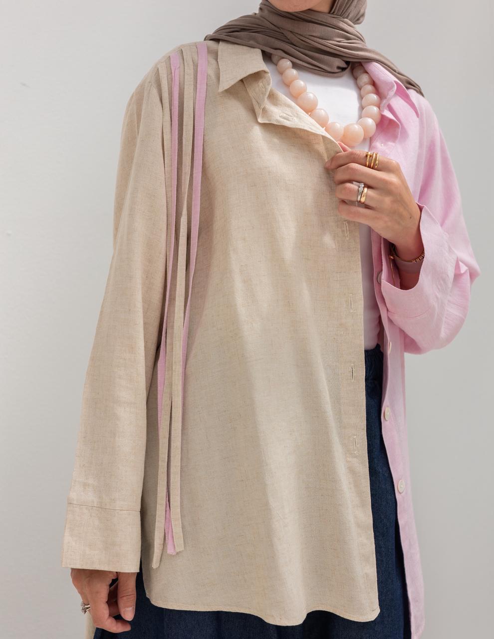 Half&half Lenin shirt with tassels
