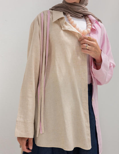 Half&half Lenin shirt with tassels