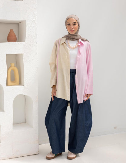 Half&half Lenin shirt with tassels