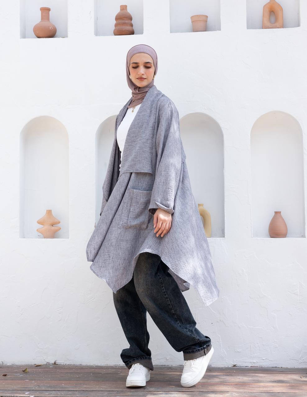 Flowy Lenin cardigan in Gray