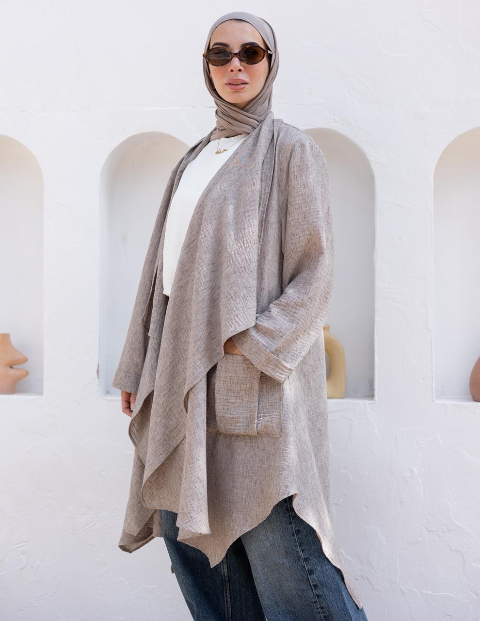 Flowy Lenin cardigan in Cafe