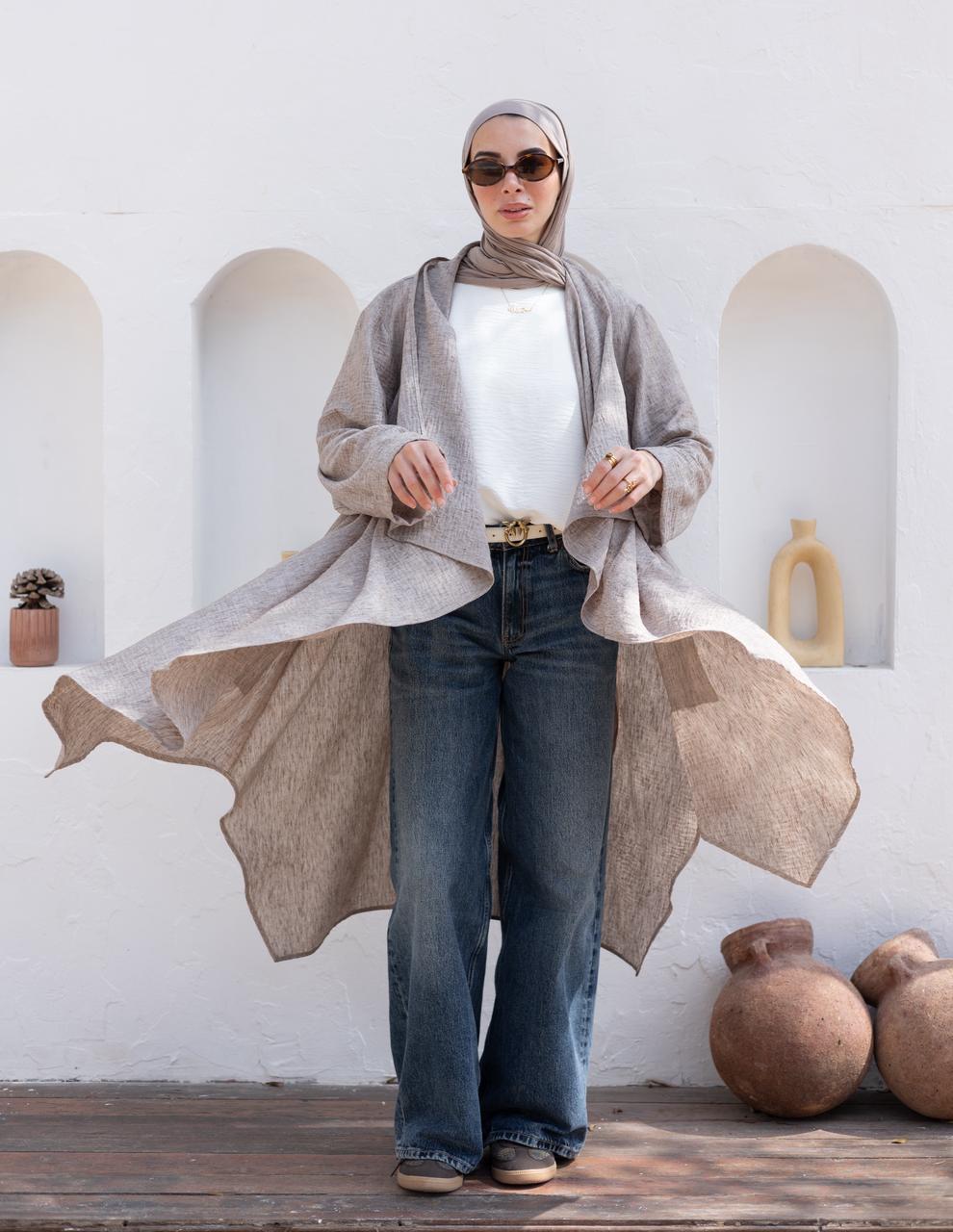 Flowy Lenin cardigan in Cafe