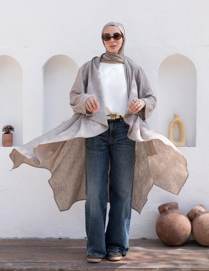 Flowy Lenin cardigan in Cafe