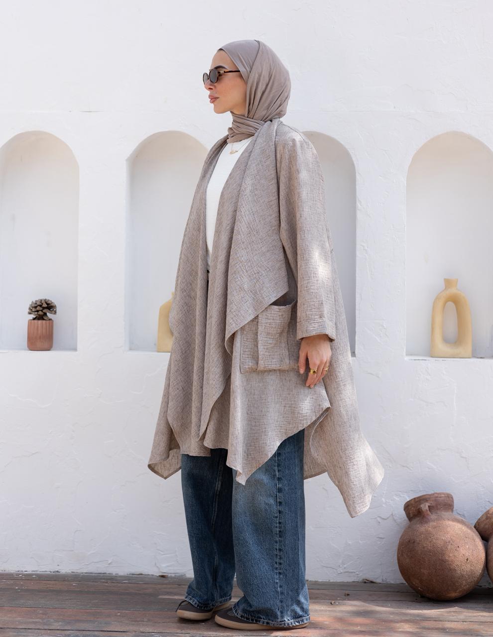 Flowy Lenin cardigan in Cafe