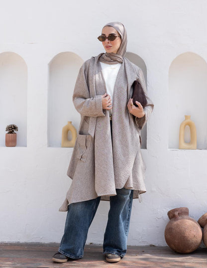 Flowy Lenin cardigan in Cafe