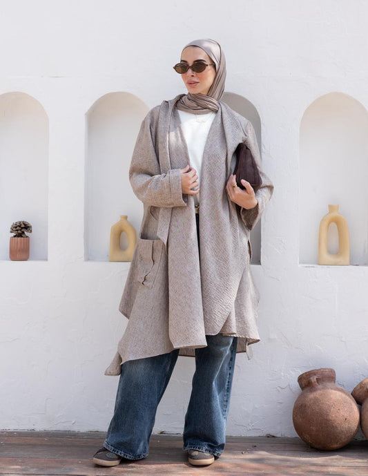 Flowy Lenin cardigan in Cafe