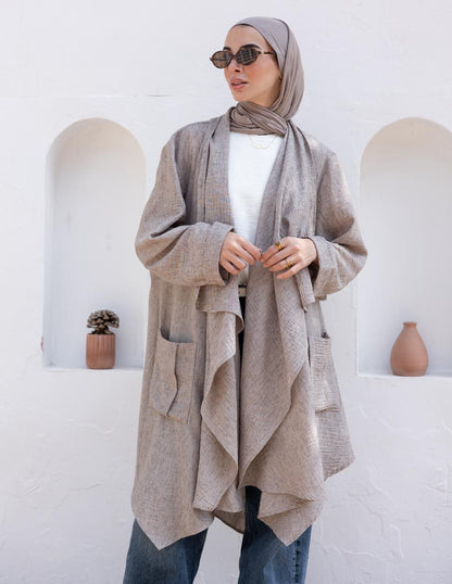 Flowy Lenin cardigan in Cafe