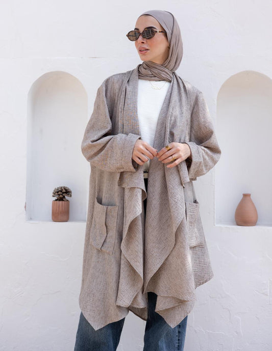 Flowy Lenin cardigan in Cafe