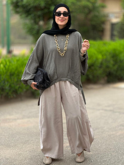 High low blouse in Olive