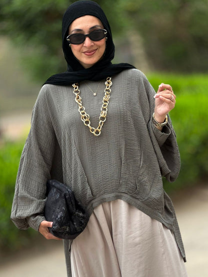 High low blouse in Olive