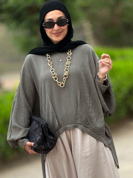 High low blouse in Olive