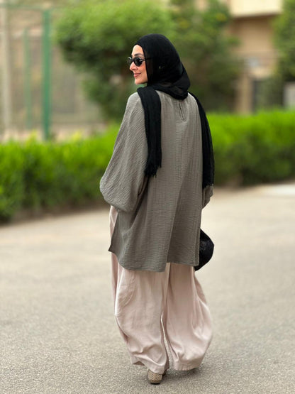 High low blouse in Olive
