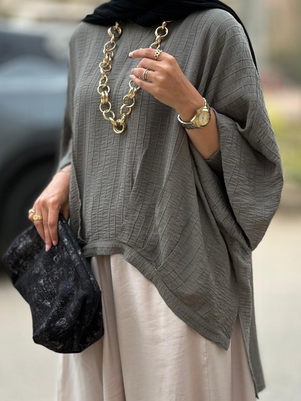 High low blouse in Olive