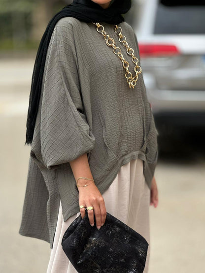 High low blouse in Olive