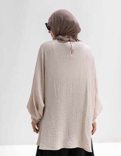 High low blouse in beige