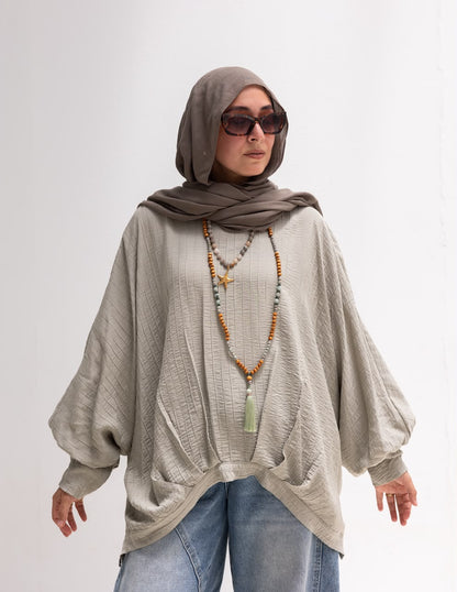 High low blouse in Light olive