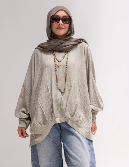 High low blouse in Light olive