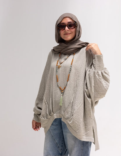 High low blouse in Light olive