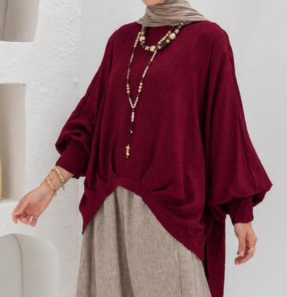 High low blouse in Wine red