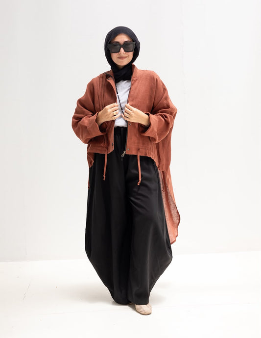 High low jacket with zipper