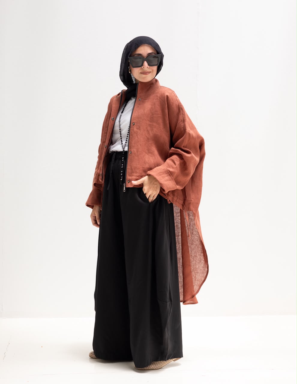 High low jacket with zipper