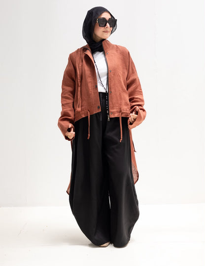 High low jacket with zipper