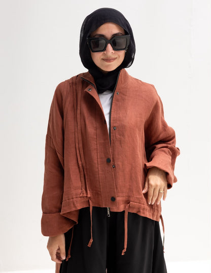 High low jacket with zipper