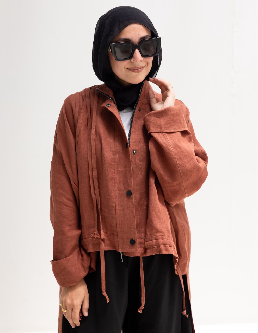 High low jacket with zipper