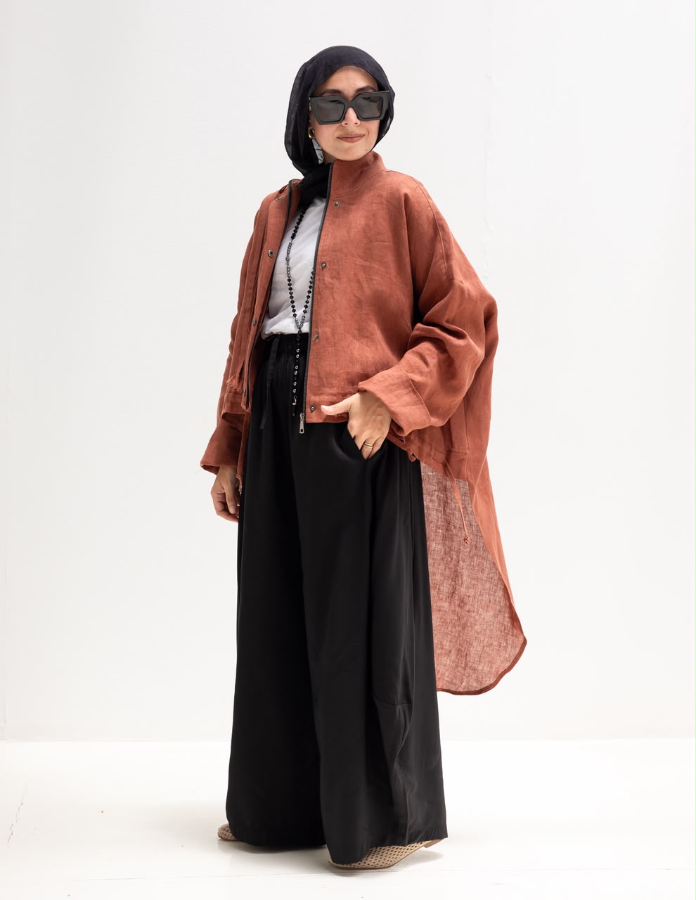 High low jacket with zipper