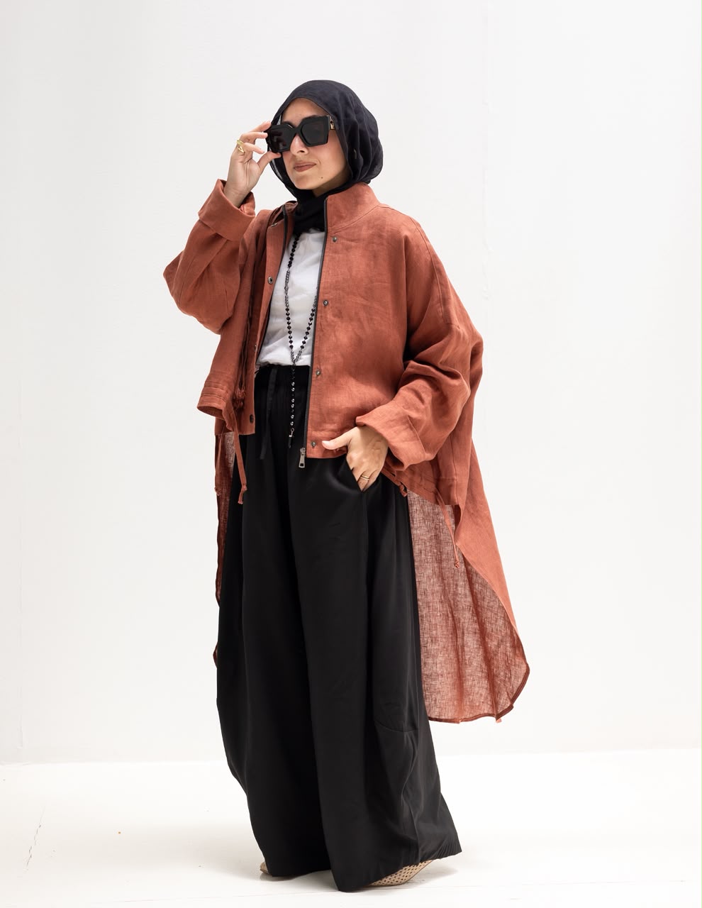 High low jacket with zipper