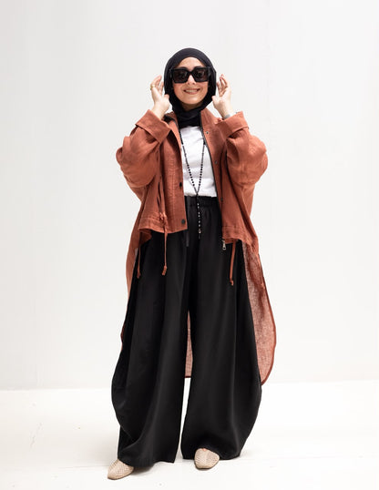 High low jacket with zipper