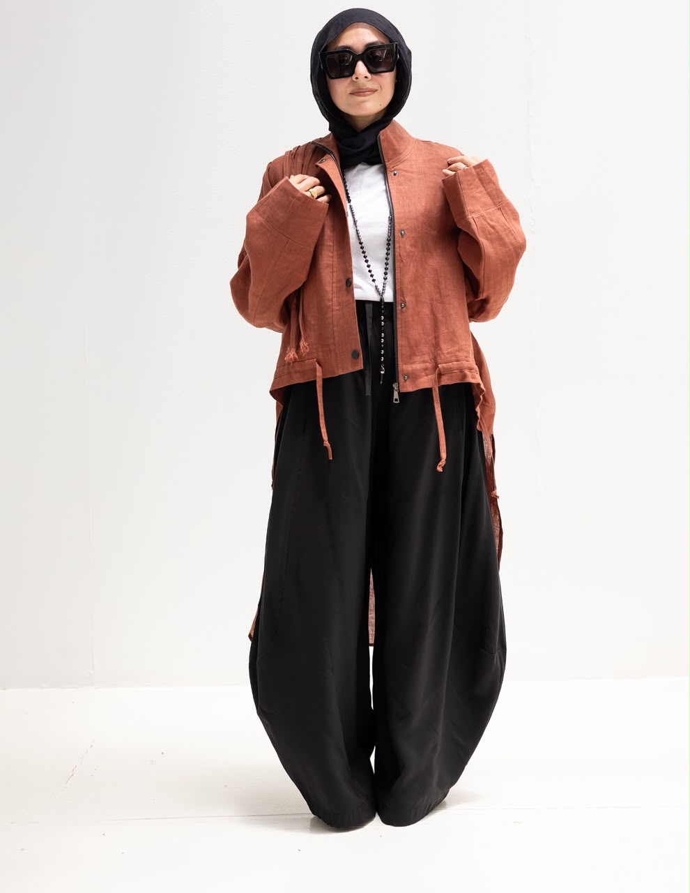 High low jacket with zipper