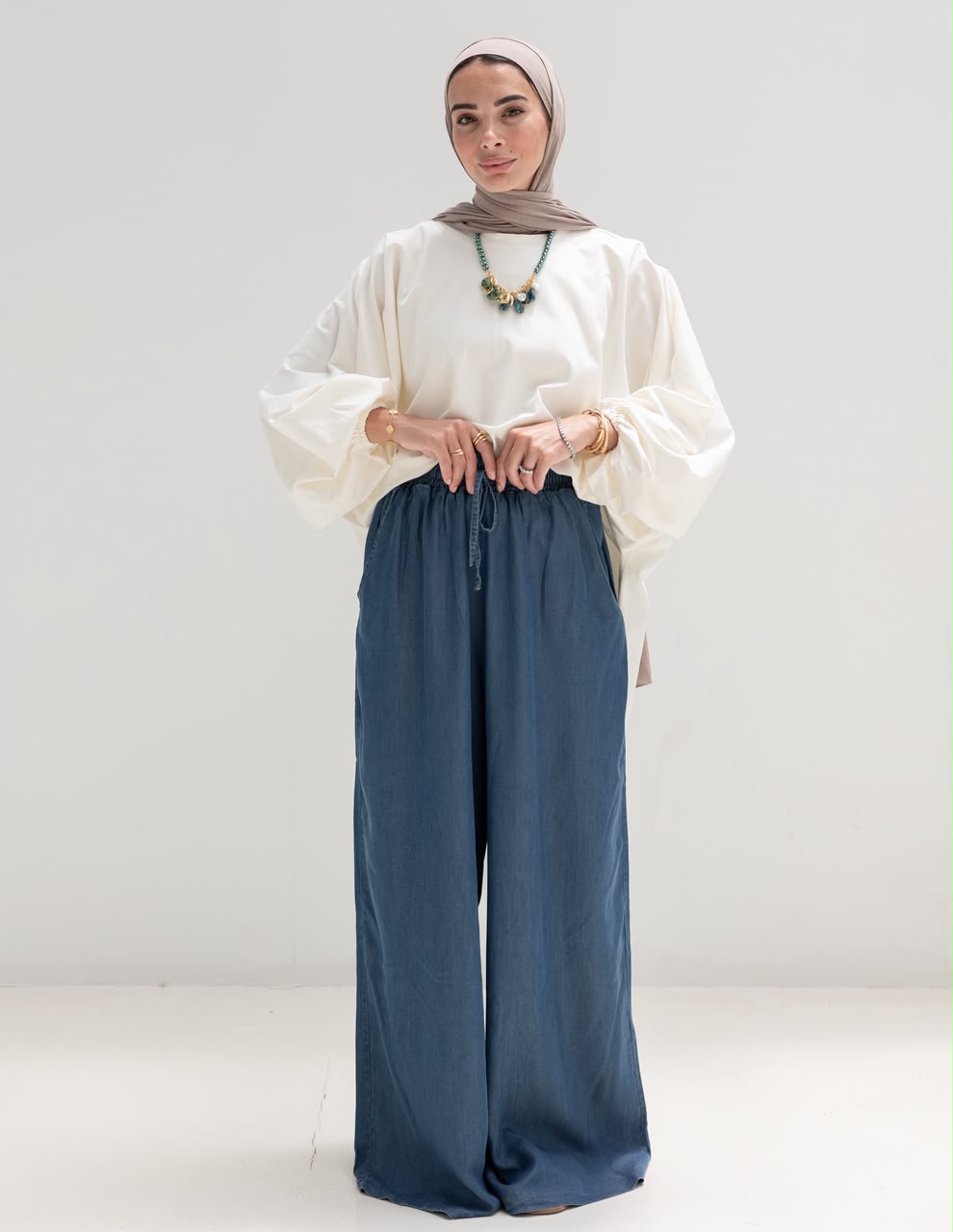 Wide leg Summer Denim pants in Blue jeans