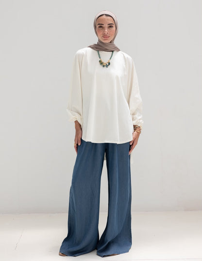High low cotton blouse in Off white