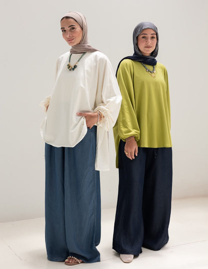 High low cotton blouse in Off white