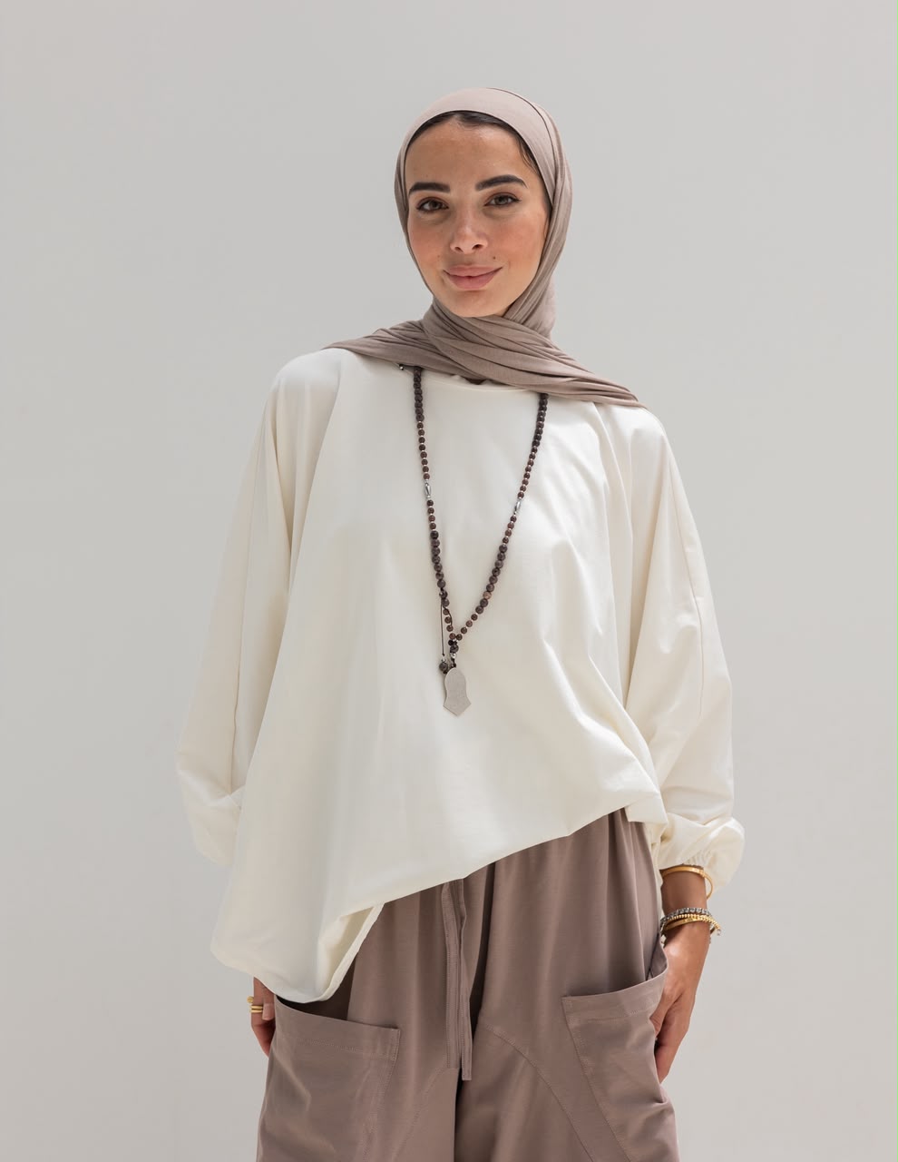 High low cotton blouse in Off white