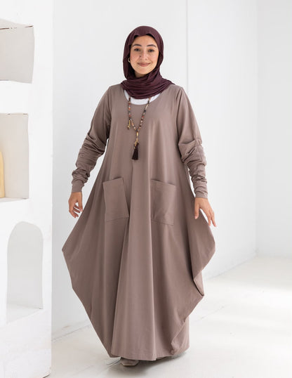Pure cotton summer dress in Cafe