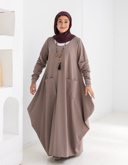 Pure cotton summer dress in Cafe