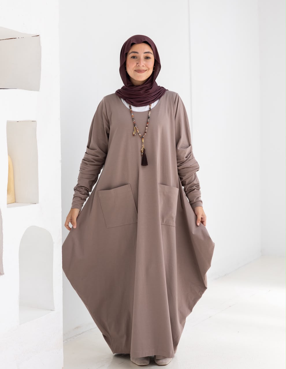 Pure cotton summer dress in Cafe