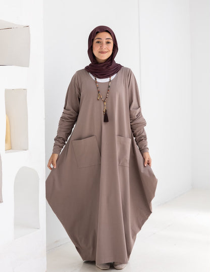 Pure cotton summer dress in Cafe