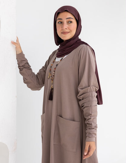 Pure cotton summer dress in Cafe