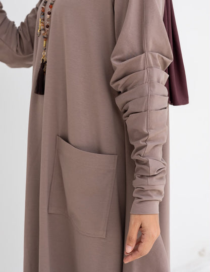 Pure cotton summer dress in Cafe